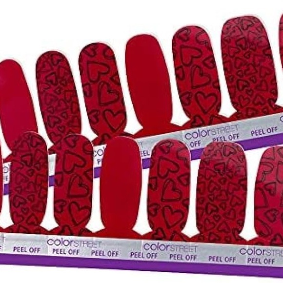 Party Hearty RETIRED Color Street Red Heart Nail Strips - Picture 4 of 8